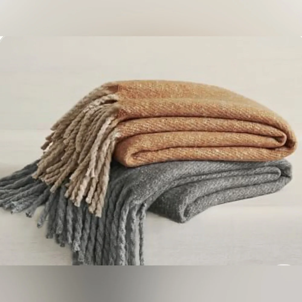 Pottery Barn Hayes faux twill mohair throw